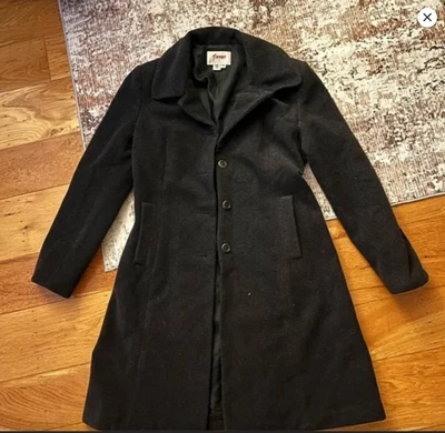 Gabardina larga elegante negra vintage Fornari hecha en Italia mediana Foto 1 de 3