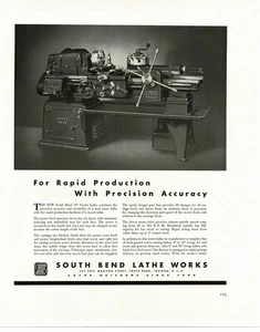 1941 South Bend Lathe Works 16" Turret Lathe Vintage Print Ad - Picture 1 of 1