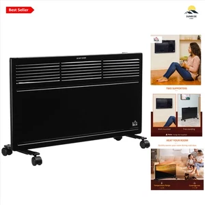 Electric Convector Heater 1300W Black Portable Wall-Mountable Indoor - Picture 1 of 11