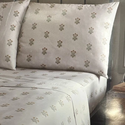 Juego de sábanas William Morris Queen Woodland floral ocre 100 % algodón flores de cabaña Foto 1 de 4