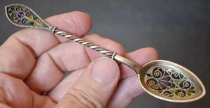 RARE ANTIQUE DOUBL PLIQUE-A-JOUR HANDLE BOWL STERLING SILVER DEMITASSE SPOON #14 - Picture 1 of 5