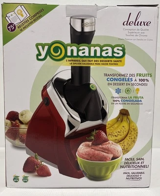 Yonanas 988RD Deluxe Vegan Non-Dairy Frozen Fruit Soft Serve Dessert Maker, RED - Image 1 of 4