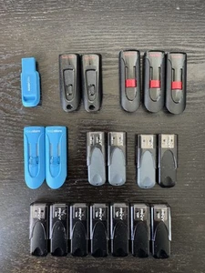 Pre Owned - 19 PC Lot USB - PNY- ScanDisk-easystore- 256GB,128GB,64GB,16GB - Bild 1 von 2