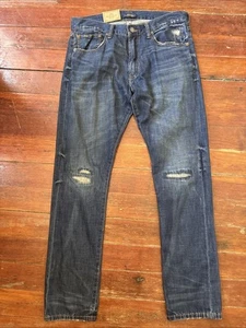 Jeans Polo Ralph Lauren Sullivan slim fit effetto invecchiato lavaggio medio blu 32x32 nuovi con etichette - Foto 1 di 6