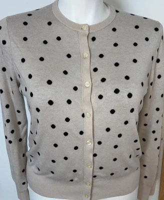 Cárdigan Suéter Ann Taylor Lunares Beige Negro Suave Talla XL Mezcla Cachemira Foto 1 de 4