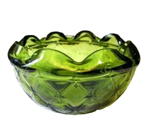 DE COLECCIÓN VERDE ACOLCHADO DIAMANTE COMPOTA CARAMELO PLATO VIDRIO MCM - Imagen 1 de 11