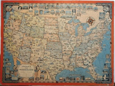 Rompecabezas de colección mapa Ernest Dudley Chase 28 y 3/4 por 21 y 5/8 pulgadas de Estados Unidos americano Foto 1 de 4