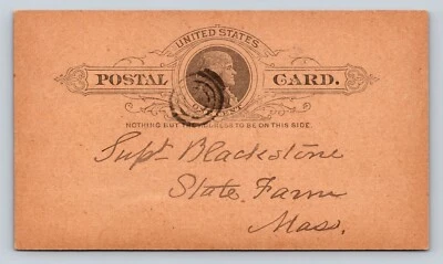 ANTIQUE c1890 Postal Card: To State Farm MA, Be There Sunday, Weather Permitting - Image 1 of 2