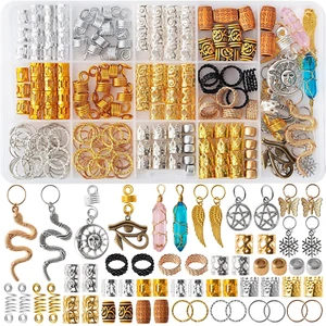 200Pcs Hair Beads Jewelry, Dreadlocks Gem Crystal Charms, Metal Coils Rings, Gol - Picture 1 of 12