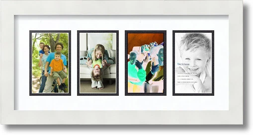 ArtToFrames Collage Mat Picture Photo Frame 4 3x5" Openings in Satin White 13 - Image 1 of 1