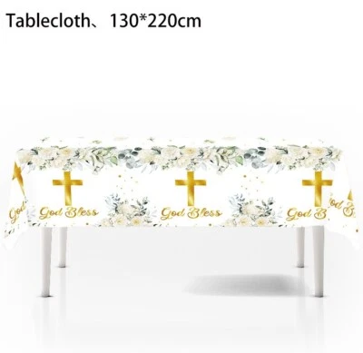 Mantel Dios Bendiga Baby Shower Bautizo Fiesta Mantel Decoración Iglesia Foto 1 de 4