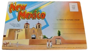 New Mexico 14 Views in Natural Color Folder Postcard VTG 1959 Taos White Sands + - Picture 1 of 11