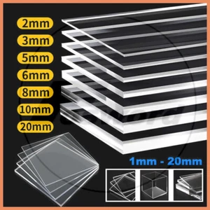 Clear Acrylics Sheets Cut to Size Hard Plastic Plate 100 -300mm Thick 1mm -20mm - Picture 1 of 20