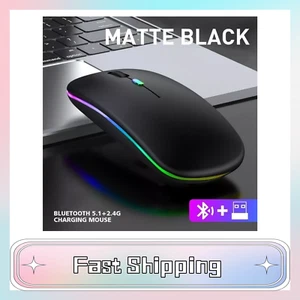 ✨2.4GHz Bluetooth Wireless Optical Mouse USB Rechargeable RGB Office PC Laptop✨ - Picture 1 of 10