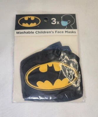 NEW SEALED DC Comics 80170443 Black Yellow Batman Face Mask 3 Pack Washable - Image 1 of 2
