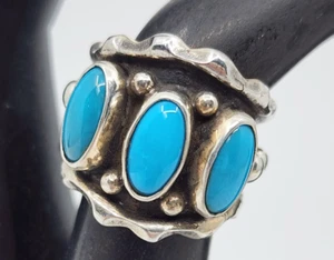 Running Bear New Mexico Navajo Türkis Sterlingsilber Ring Größe 6 - Bild 1 von 10