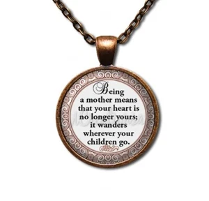 Being a Mom Classic Design - Handmade Glass Pendant Necklace Mother's Day Gift - Picture 1 of 10