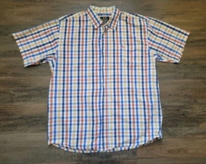 Drunknmunky Multicolor Plaid Button Up Short Sleeve Shirt Men's XL 100% Cotton  - Picture 1 of 5