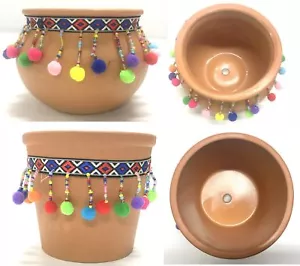 New Nature Terracotta Pot w Colourful Hassel Plant Pot Flower Plante Garden Pot - Foto 1 di 3