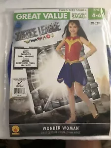 DC Comics Justice League Wonder Woman Kind S 4-6 Kleid Diadem Kostüm Neu in Verpackung - Bild 1 von 8