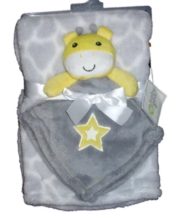 NEW Baby Gear Gray Yellow White Star Giraffe Baby Blanket Print Security Lovey - Picture 1 of 1