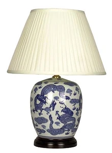 Blue Ceramic Lamp Oriental Chinese Dragon Porcelain Table Lamp M7396 - Picture 1 of 1