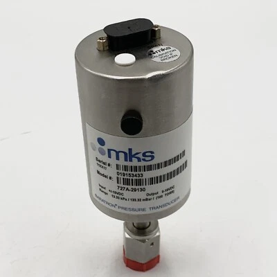 MKS 727A-29130 IN:+/- 15VDC OUT:0-10V 100 Torr Baratron Pressure Transducer Used - Image 1 of 4