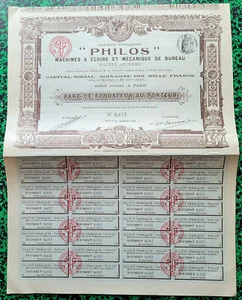 Paris VI è 150 Bld St Germain - Rare Machines à Ecrire PHILOS (Imp RICHARD) 1910 - Picture 1 of 2