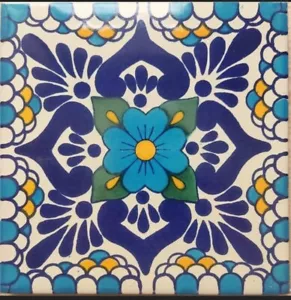 C # 116) MEXIKANISCHE FLIESEN KERAMIK HANDGEFERTIGT SPANISCHER EINFLUSS TALAVERA MOSAIKKUNST - Bild 1 von 1