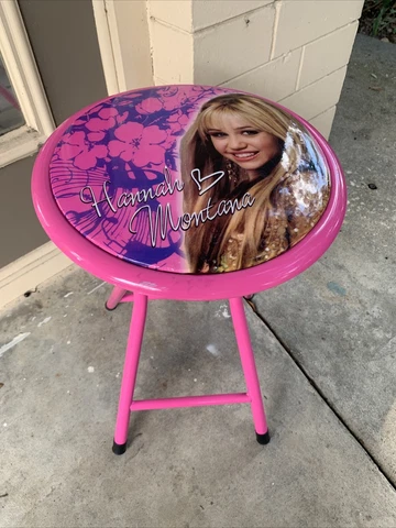 Used RareHannah Montana Disney/Miley Cyrus  Bar Child’s  Stool 18”H~Orignal-Pink Cover