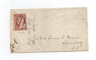 United States used on cover #25 Perf 15.5 sent 7-20-1859 to Schenectady NY - Image 1 of 2