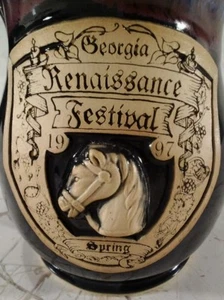 1997 Georgia Renaissance Festival Spring Pottery Mug Stein Handmade Horse CE - Picture 1 of 11