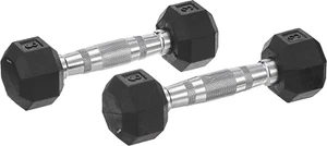 Dumbbells Hand Weights Set of 2 - Rubber Hex Chrome Handle Exercise & Fitness Du - Picture 1 of 12