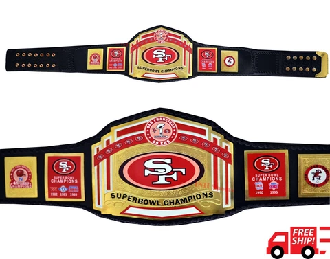 San Francisco 49ers SF Super Bowl Championship Title Replica Belt Leather strap Cover
