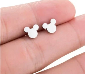 Women's Fashion Jewelry Silver Color Mickey Mouse Shaped Earrings 67-12 - Picture 1 of 3