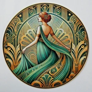 PLAQUE EN ALUMINIUM IMPRIMÉE ART DÉCO - Diamètre 20 Cm - N°04 - Picture 1 of 1