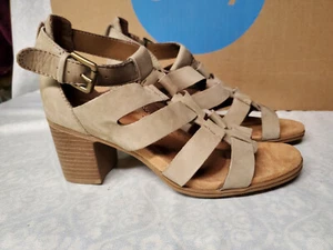 Rockport Cobb Hill Gray Leather Open Toe Comfort Heels Sandals Women's Size 6 - Picture 1 of 7