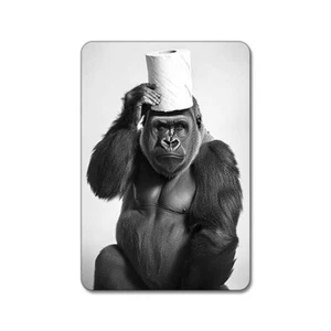 Gorilla With Toilet Paper On Head #1 - Cute Funny Bathroom Animals - Magnet - Picture 1 of 2