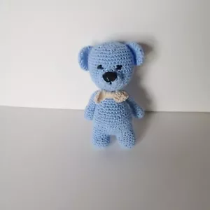 Amigurumi Crochet Teddy Bear Handmade Knitted Blue Bear Soft Toy 5.5" - Picture 1 of 4