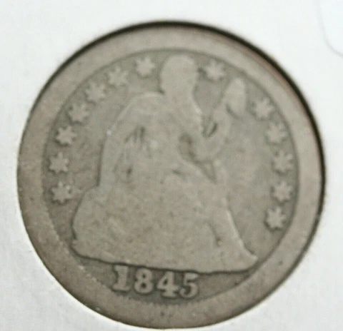 1845o Seated Liberty Dime    Scarce date Cover