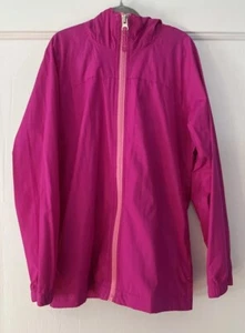 Lands End Girls Hooded Windbreaker Full Zip Jacket in Pink - Size M (5/6) - Picture 1 of 7