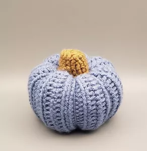 Hand Crochet Pumpkin Thanksgiving Halloween Autumn Decor Blue - Picture 1 of 5