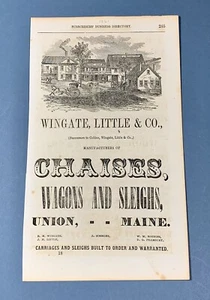 1861 Business Directory Ad ~ Wingate, Little & Co. Wagons & Sleighs Union, Maine - Picture 1 of 6