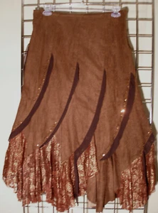 Black Cat Fashions Brown Skirt Size 8 (Faux Suede) - Picture 1 of 2