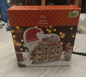 Wooden Advent Calendar Refillable Christmas Countdown Santa & Sack - Picture 1 of 5