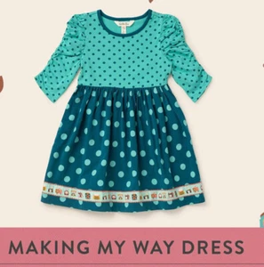 Girls Matilda Jane Size 6 Making My Way Dress Aqua Green Dot Wonderment #30018D - Picture 1 of 5