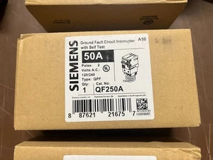Siemens QF250A Miniature Circuit Breaker, 50 A, 120/240V Ac, 2 Pole, Plug In NEW - Picture 1 of 1