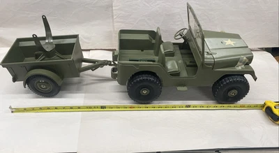 Jeep y remolque Marx del ejército de Estados Unidos. Juguete grande, Foto 1 de 4