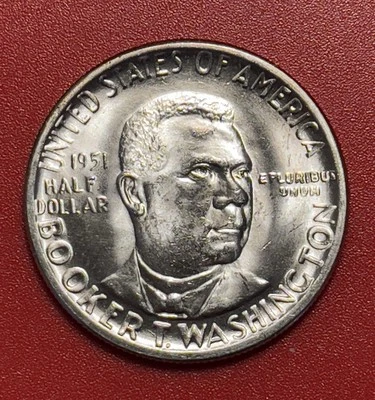 1951 P  Booker T Washington BTW Silver Commemorative Half Dollar, Gem Unc. - Image 1 of 3