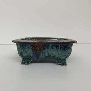 Japanese Bonsai Pot Fuka Blue 15cm x 13.7cm x 6cm - Picture 1 of 3
